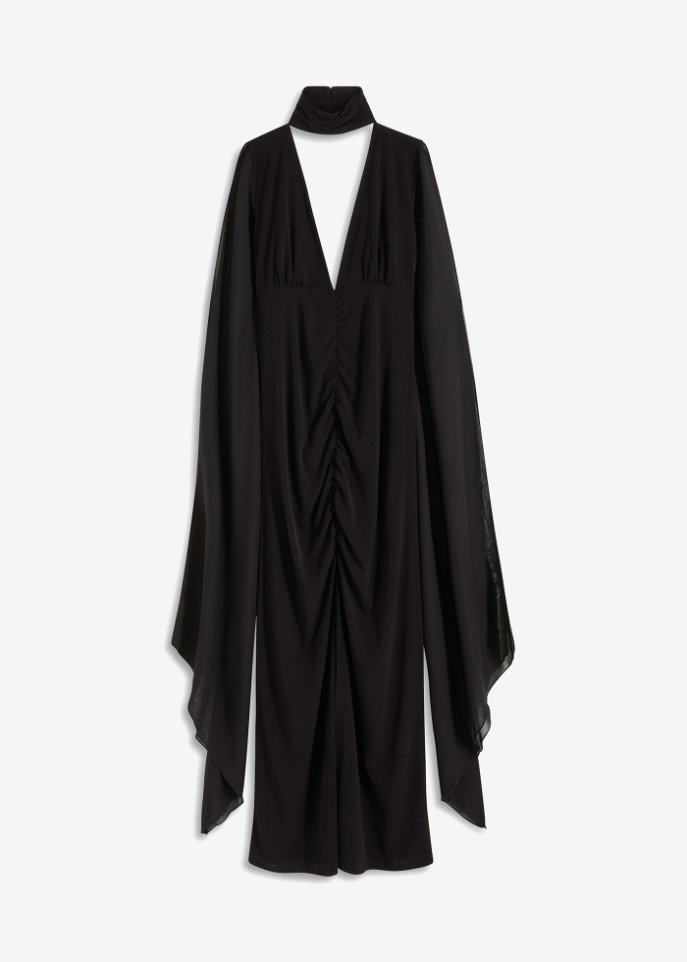 Abendkleid mit Schlitz in schwarz von vorne - BODYFLIRT boutique