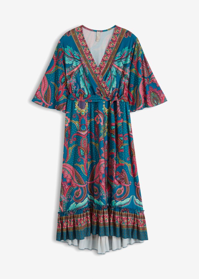 Kleid, bunt bedruckt  in blau von vorne - BODYFLIRT boutique