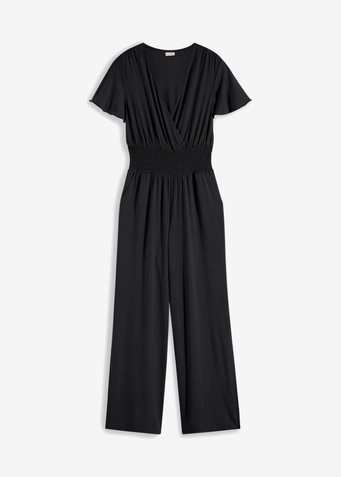 Jersey-Overall  in schwarz von vorne - BODYFLIRT boutique