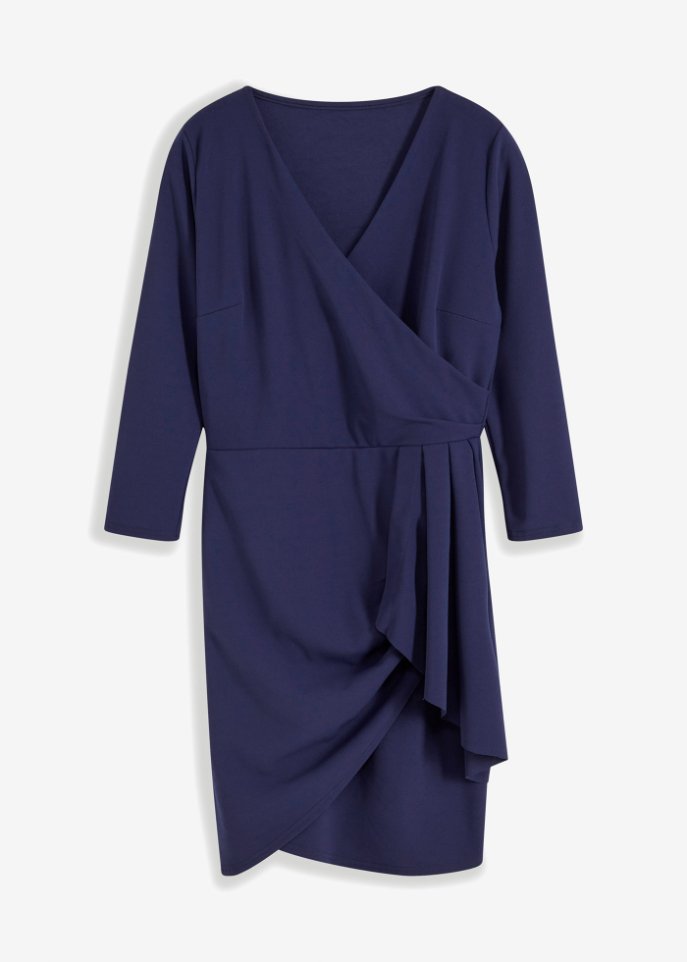 Kleid mit V-Ausschnitt in blau von vorne - BODYFLIRT boutique