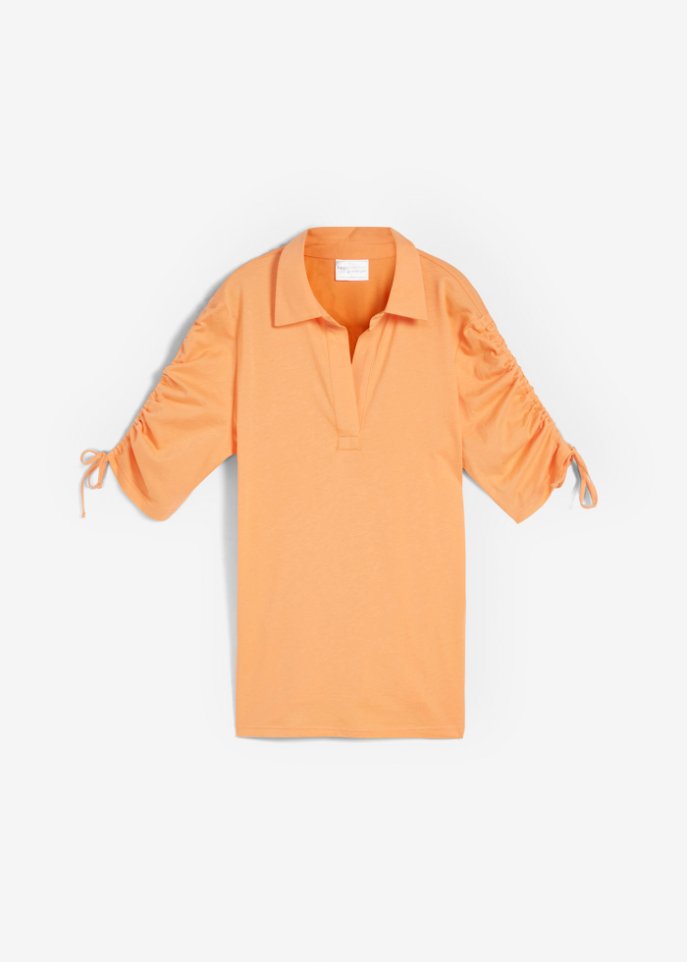 Poloshirt mit Seidenanteil in orange von vorne - bonprix PREMIUM