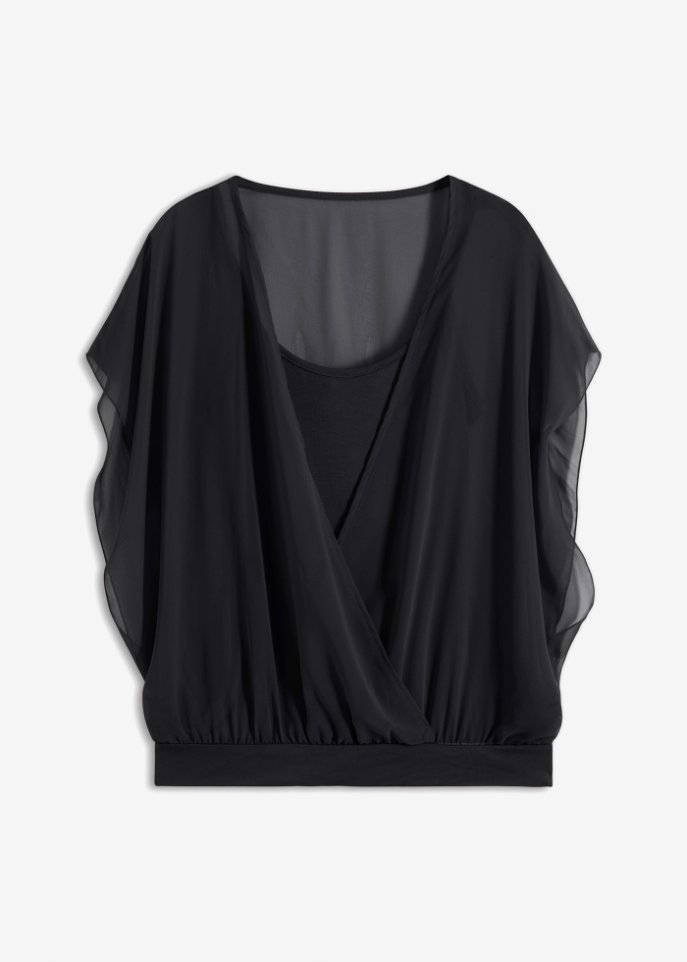 Shirtbluse in schwarz von vorne - BODYFLIRT