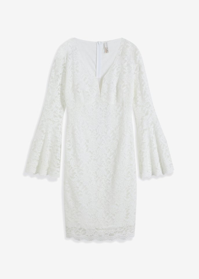 Kleid aus Spitze in weiß von vorne - BODYFLIRT boutique