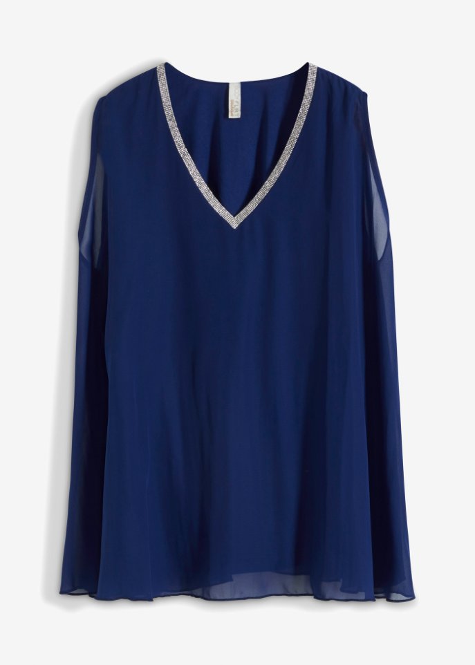 Bluse in blau von vorne - BODYFLIRT boutique