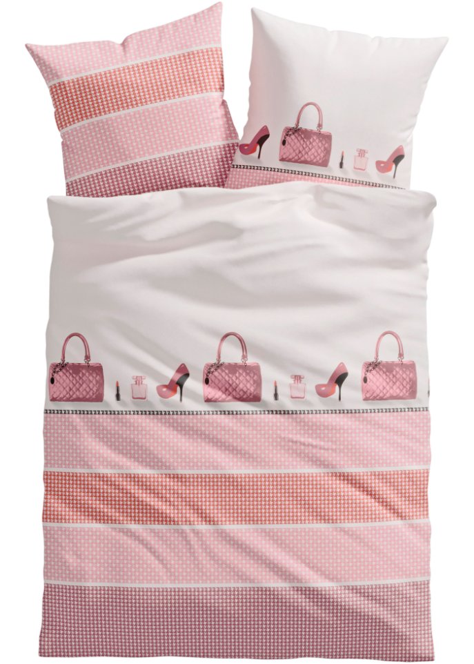 Bettwäsche mit Schuhen und Handtaschen in rosa - bpc living bonprix collection