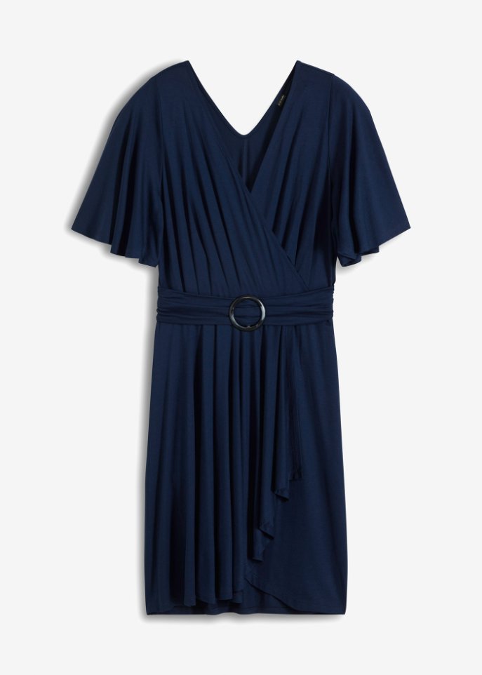 Kleid mit dekorativer Schnalle in blau von vorne - BODYFLIRT