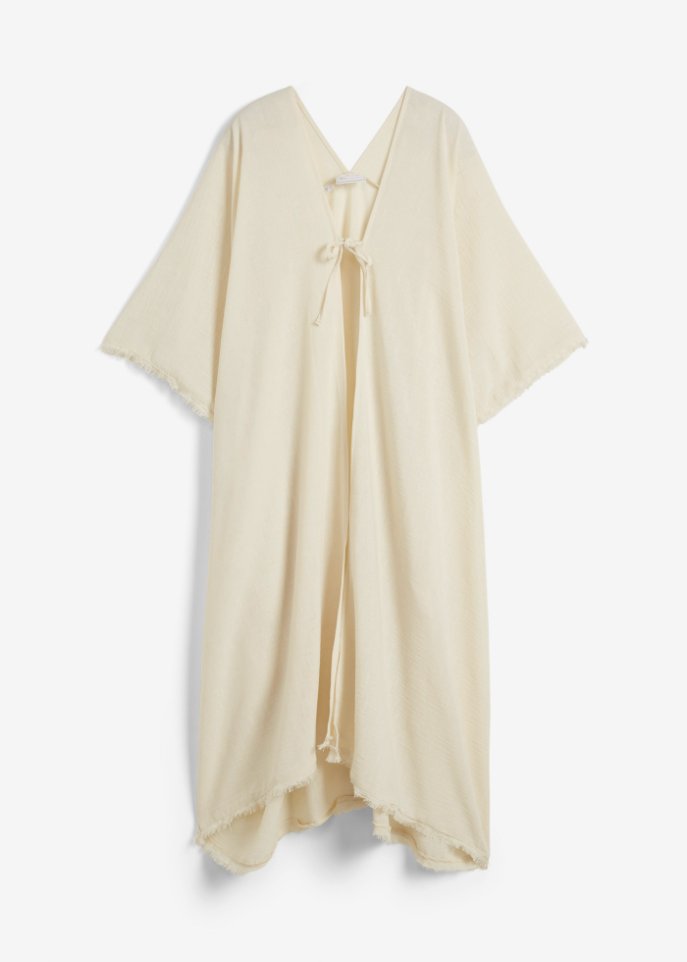 Strand Kaftan-Kleid aus recyceltem Polyester in beige von vorne - bpc selection