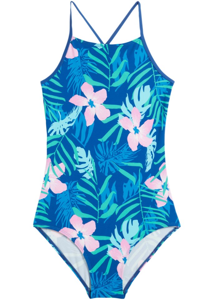 Mädchen Badeanzug in blau von vorne - bpc bonprix collection
