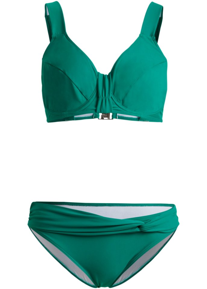 Minimizer Bikini (2-tlg.Set) aus recyceltem Polyamid in grün von vorne - bpc bonprix collection