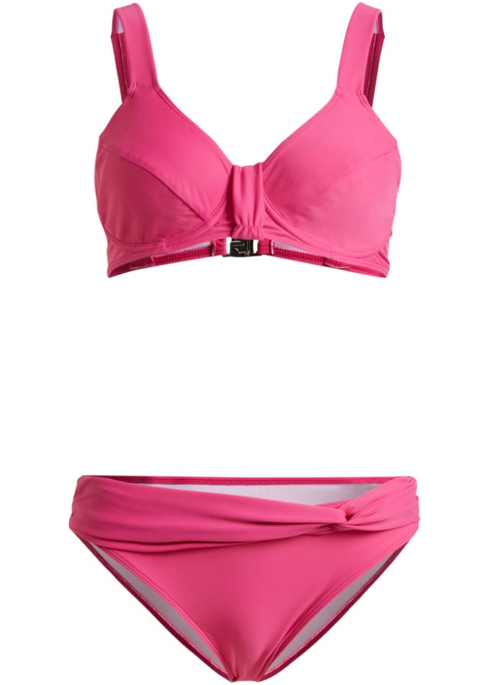 Minimizer Bikini (2-tlg.Set) aus recyceltem Polyamid in pink von vorne - bpc bonprix collection