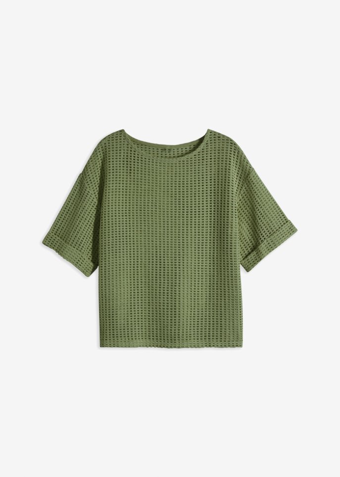 Oversize-Shirt mit Struktur in grün von vorne - BODYFLIRT