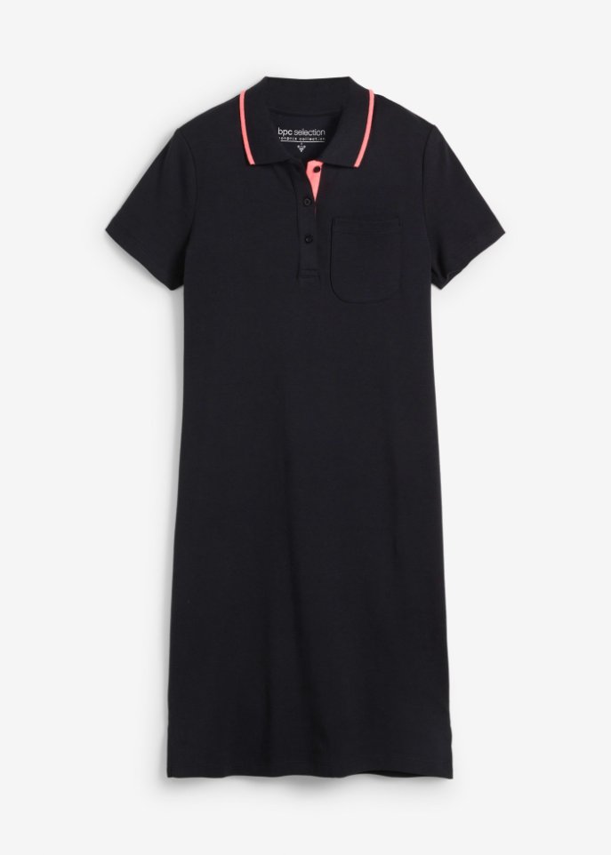 Polo-Shirtkleid in schwarz von vorne - bpc selection