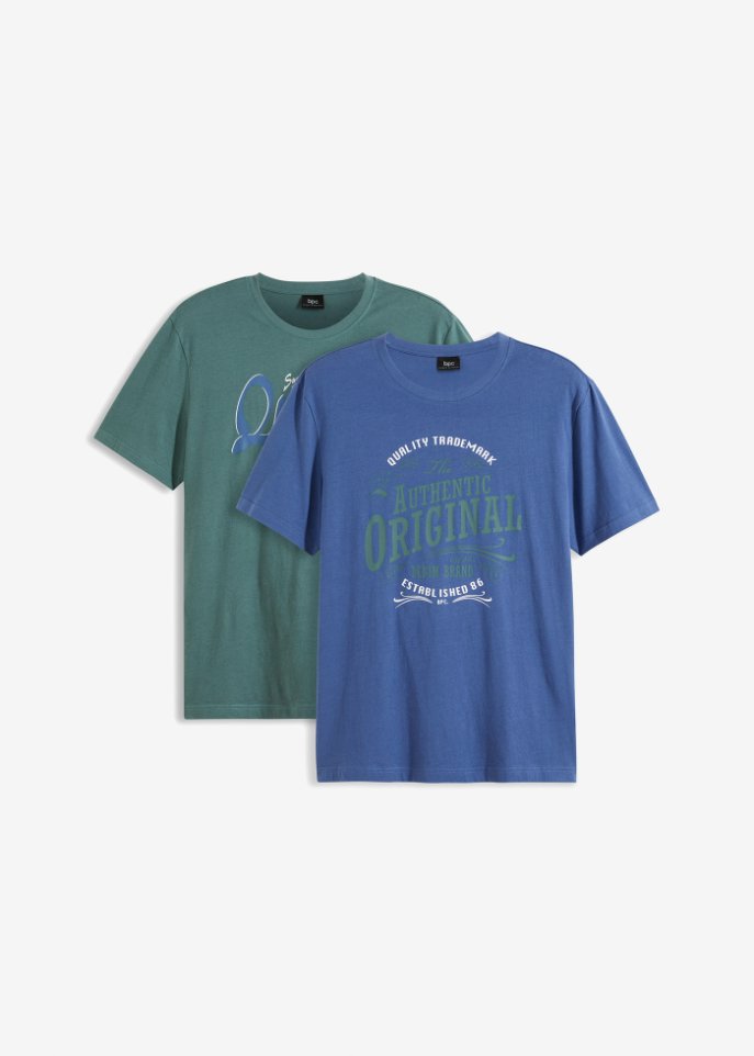 T-Shirt (2er Pack) mit Komfortschnitt in blau von vorne - bpc bonprix collection