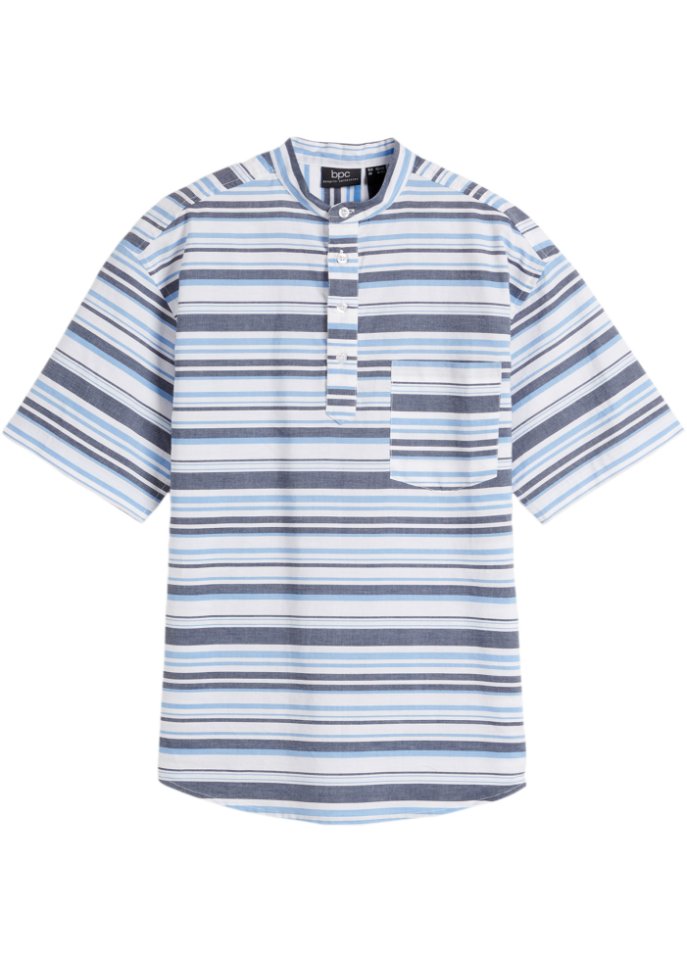 Jungen Streifen Kurzarmhemd in blau von vorne - bpc bonprix collection