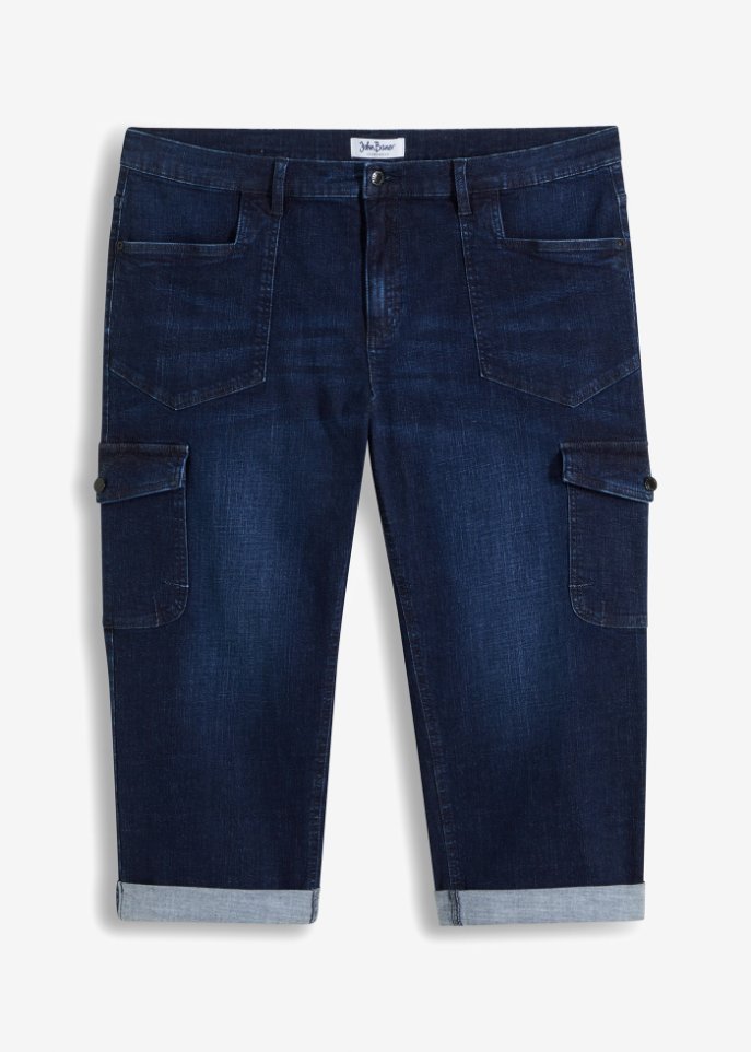 Loose Fit 7/8-Jeans mit Bequembund, Straight in blau von vorne - John Baner JEANSWEAR