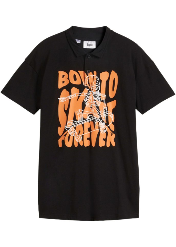 Jungen Polo T-Shirt aus Bio-Baumwolle in schwarz von vorne - bpc bonprix collection