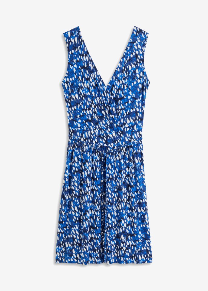 bedrucktes Kleid in blau von vorne - BODYFLIRT