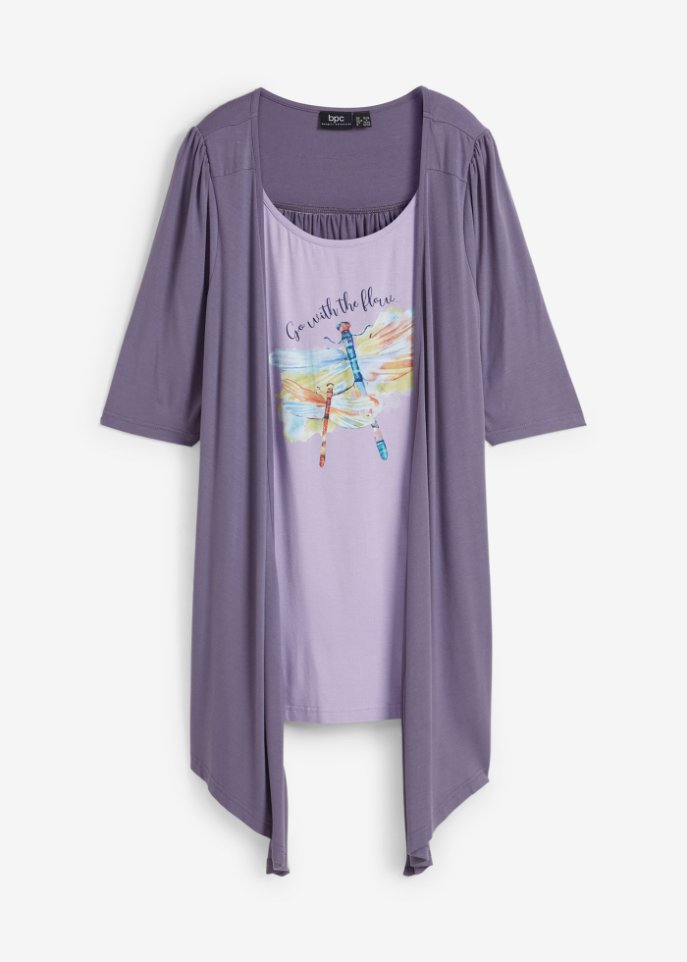 2 in 1 Shirt in lila von vorne - bpc bonprix collection