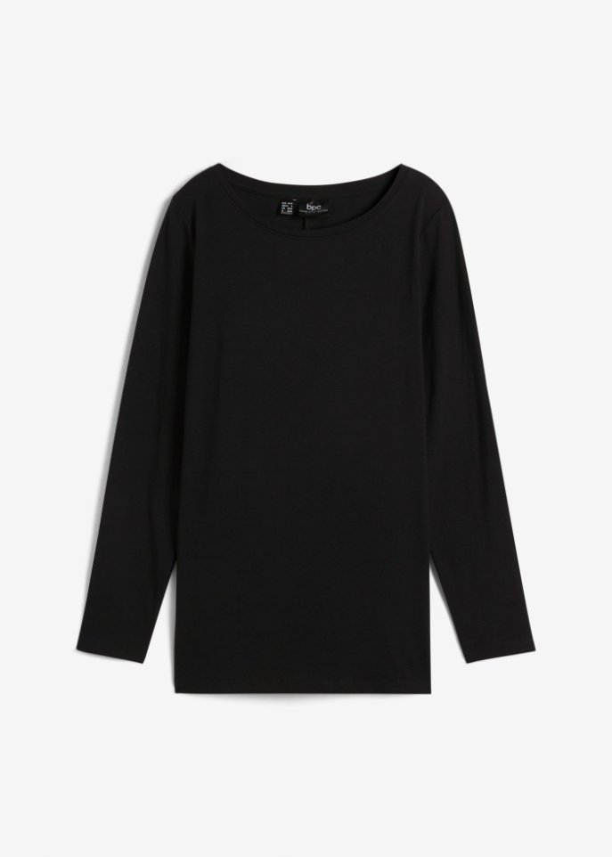 Lockeres Langarm-Shirt in schwarz von vorne - bpc bonprix collection