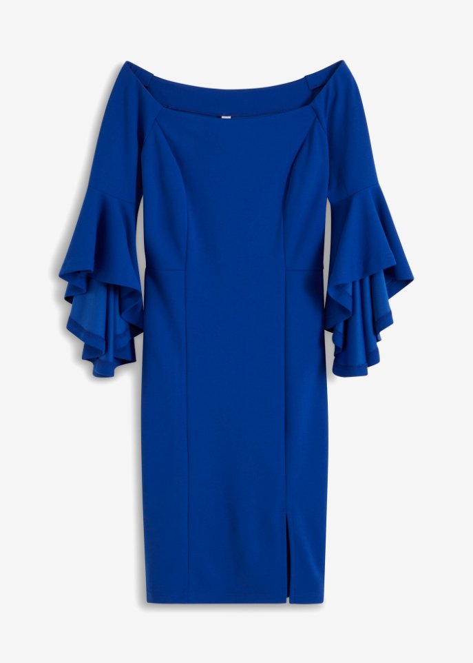 Carmen-Kleid in blau von vorne - BODYFLIRT boutique