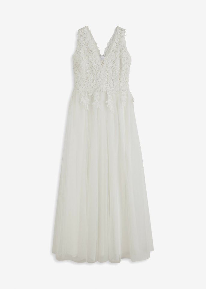 Brautkleid mit Spitze in weiß von vorne - BODYFLIRT boutique