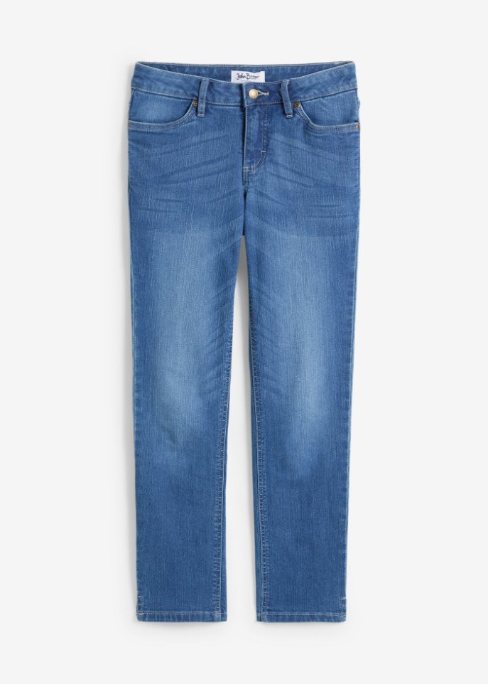 Komfort-Stretch-7/8-Jeans mit Schlitz in blau von vorne - John Baner JEANSWEAR