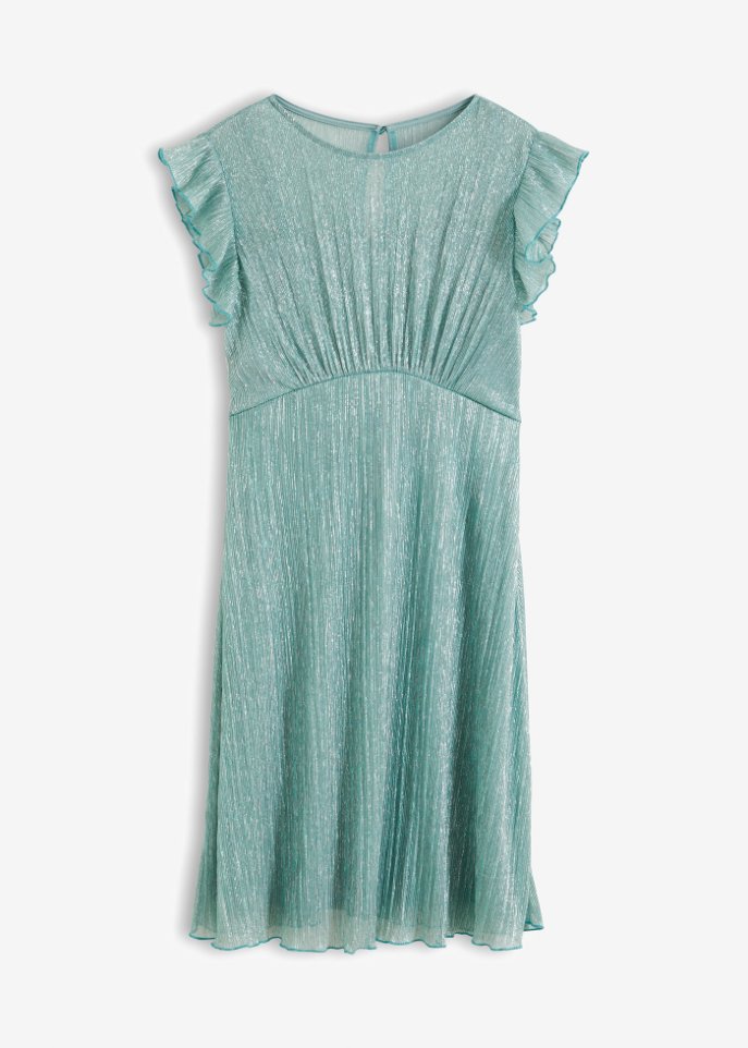 Kleid mit Glitzereffekt in blau von vorne - BODYFLIRT