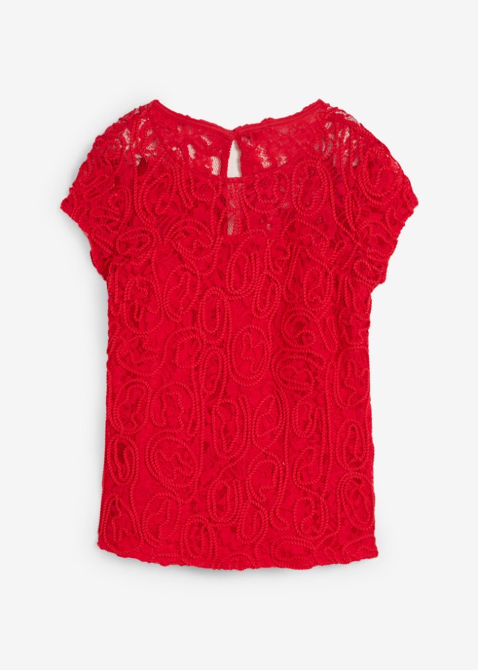 Blusenshirt aus Kordel-Spitze in rot von vorne - bpc selection