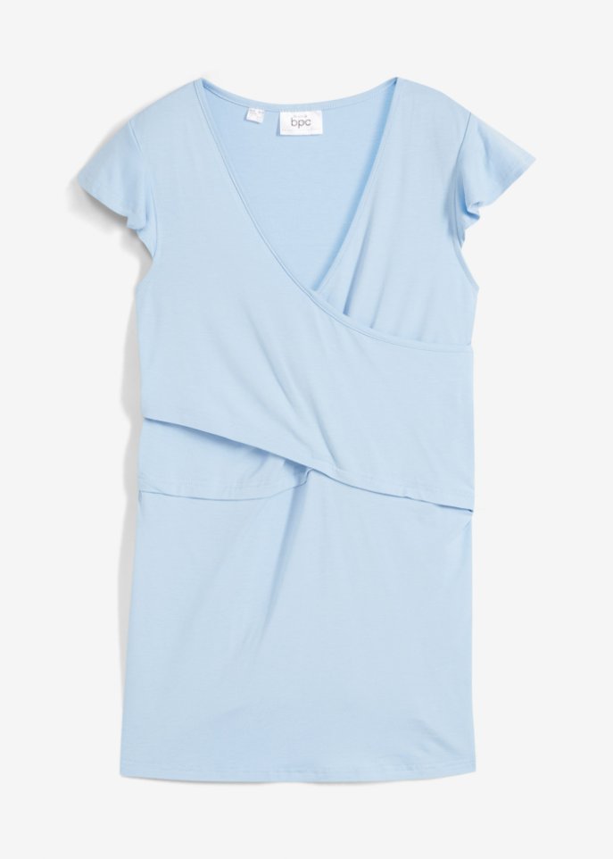 Umstandshirt / Stillshirt mit Wickeloptik  in blau von vorne - bpc bonprix collection
