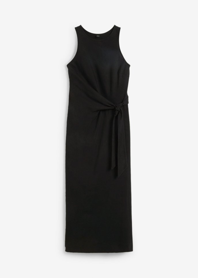 Jerseykleid mit Knoten in schwarz von vorne - bpc selection