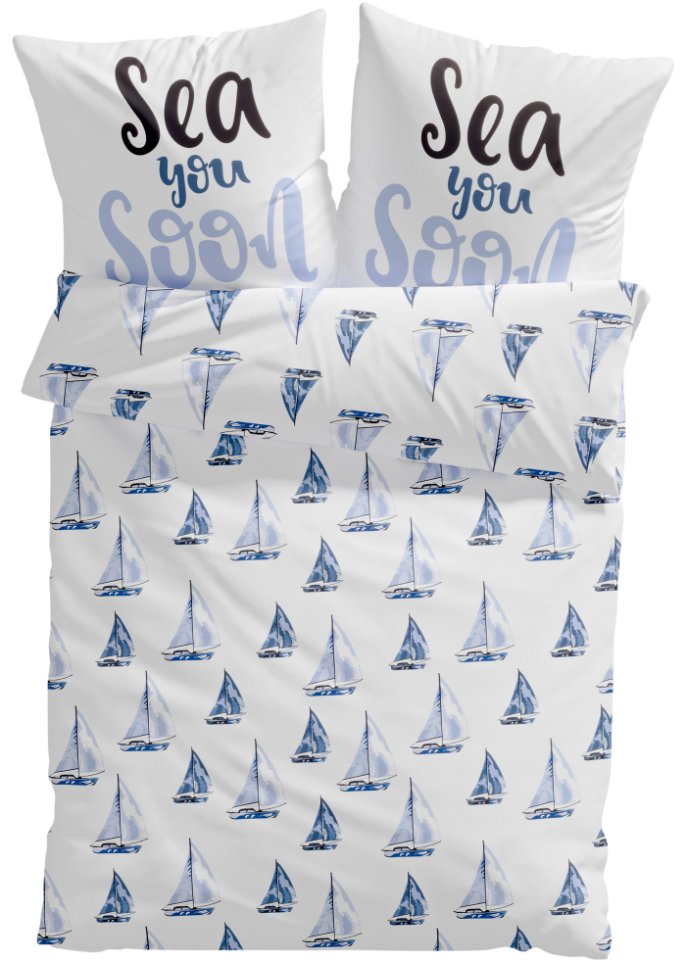 Bettwäsche mit Segelbooten in blau - bpc living bonprix collection