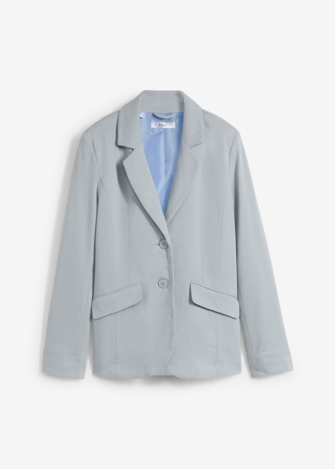 Baumwoll Jersey-Blazer, tailliert in grau von vorne - bpc bonprix collection