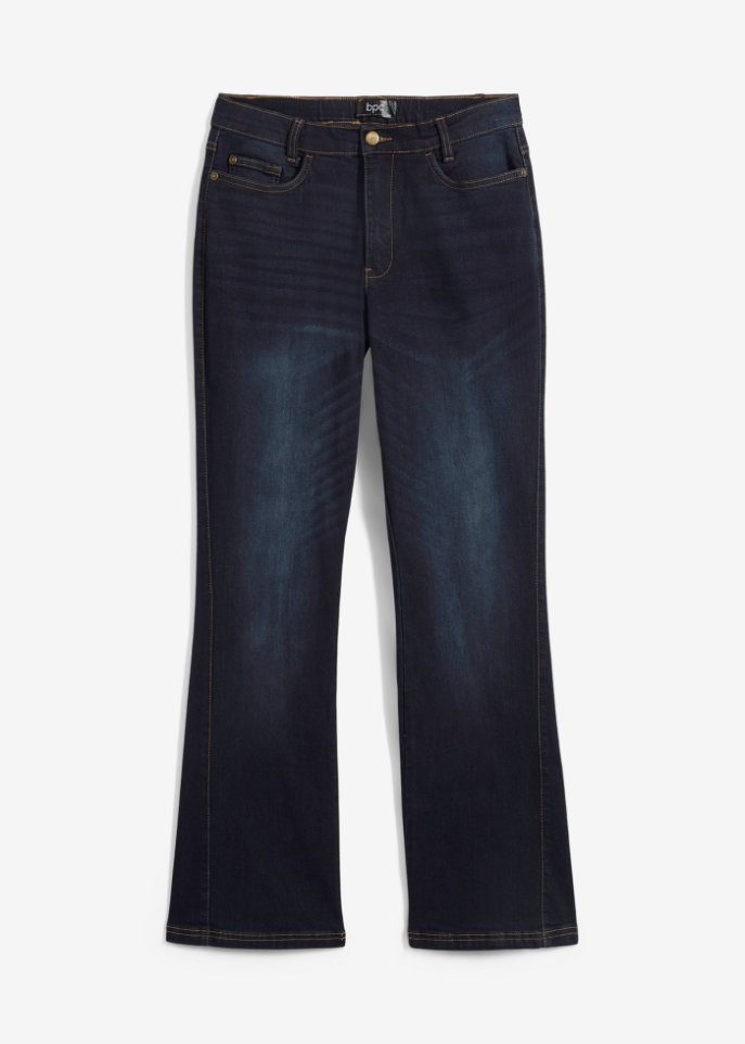 Bootcut Jeans High Waist, Bequembund in blau von vorne - bpc bonprix collection
