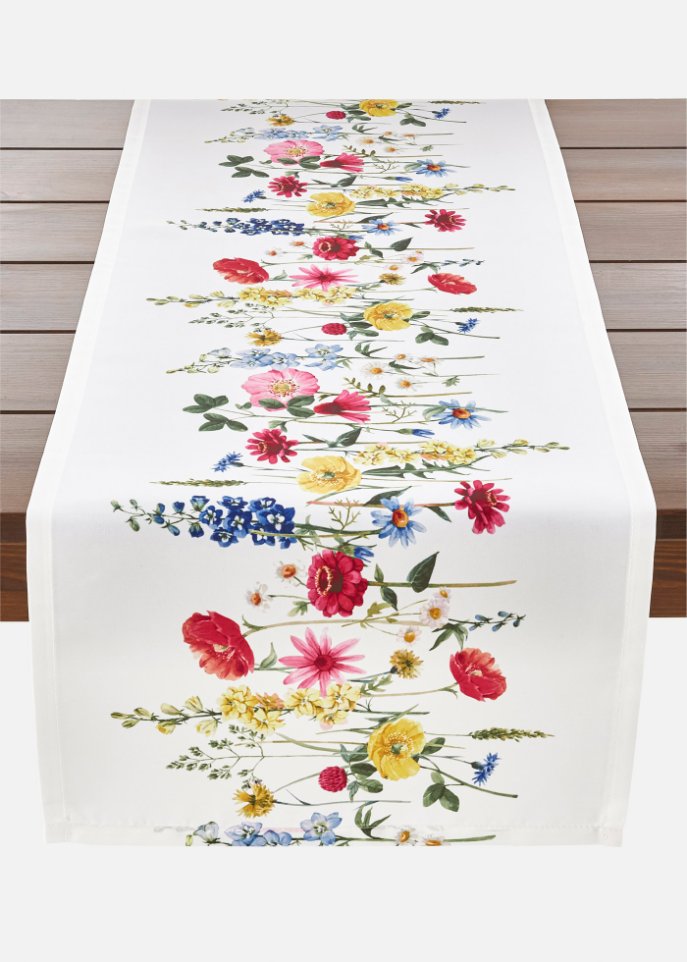 Tischläufer mit Blumen Druck in weiß - bpc living bonprix collection