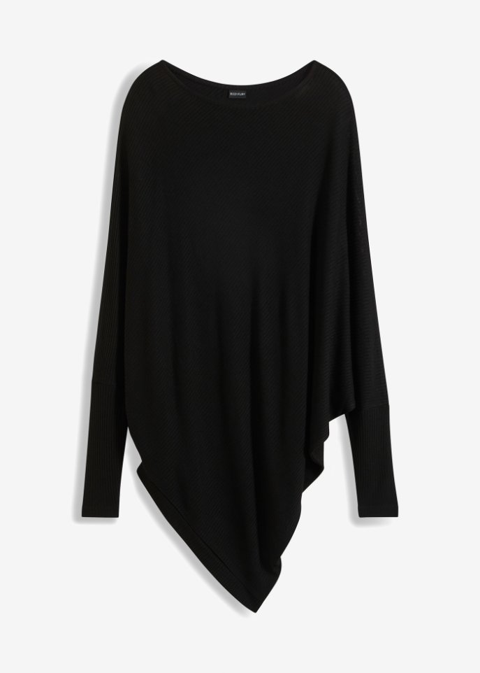 Asymmetrischer Oversize-Pullover in schwarz von vorne - BODYFLIRT