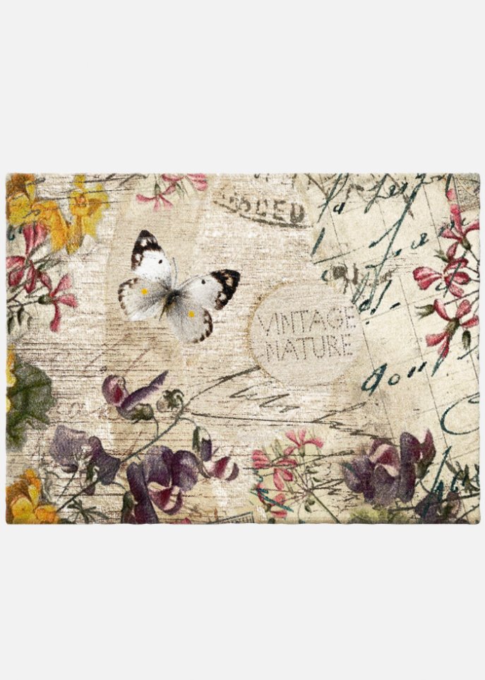 Fußmatte mit Schmetterlingsmotiv in beige - bpc living bonprix collection