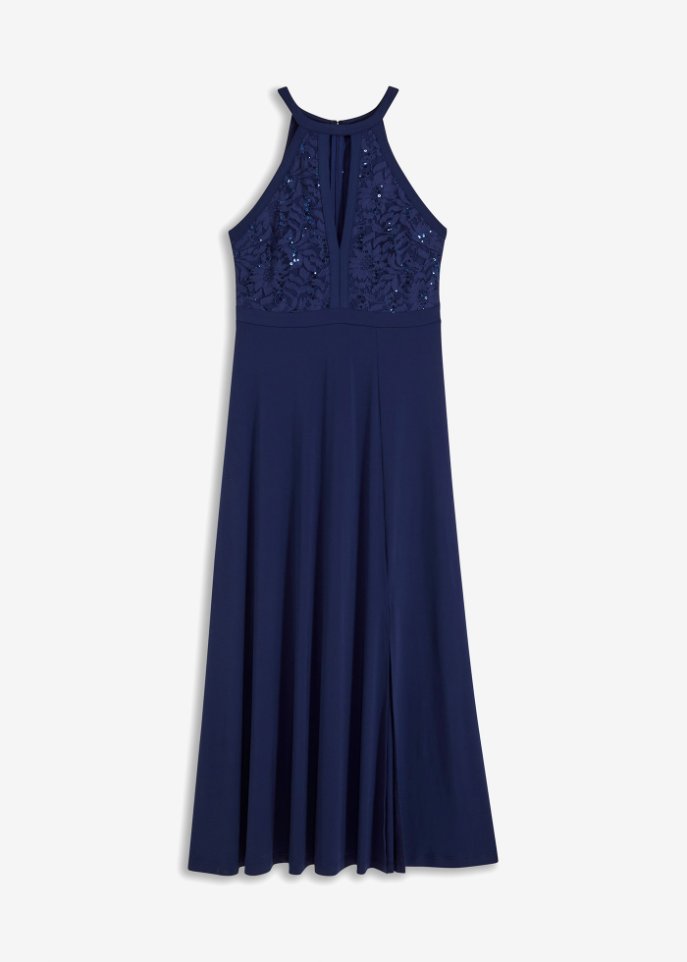 Abendkleid in blau von vorne - BODYFLIRT boutique