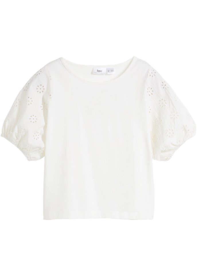 Mädchen Jerseyshirt mit Bio-Baumwolle in weiß von vorne - bpc bonprix collection