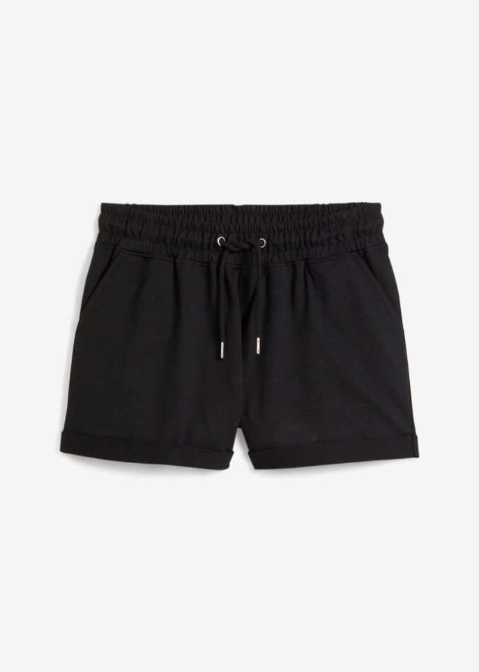 Sweat-Shorts in schwarz von vorne - bpc bonprix collection