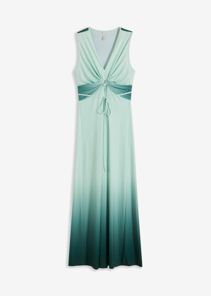 Kleid mit Knotendetail in grün von vorne - BODYFLIRT boutique