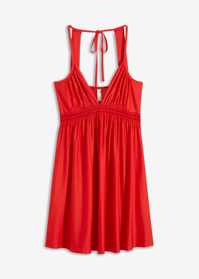Jerseykleid in rot von vorne - BODYFLIRT boutique