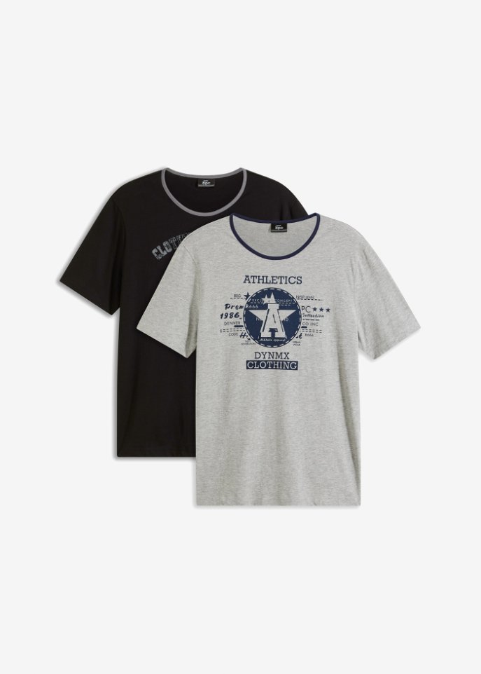 T-Shirt (2er Pack) in schwarz von vorne - bpc bonprix collection