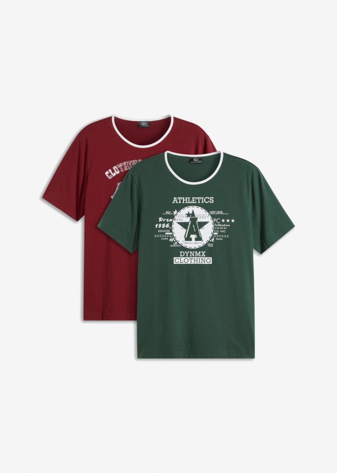T-Shirt (2er Pack) in rot von vorne - bpc bonprix collection