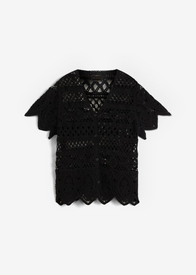 Crochet Kurzjacke in schwarz von vorne - bpc selection