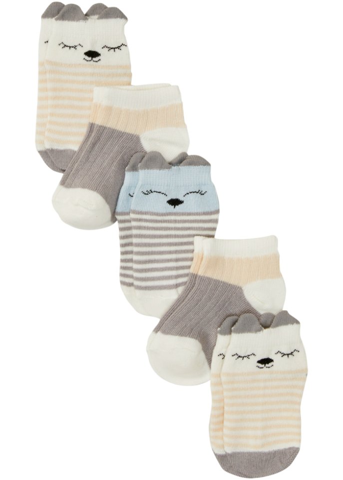 Baby Socken mit Bio-Baumwolle (5er-Pack)  in weiß von vorne - bpc bonprix collection