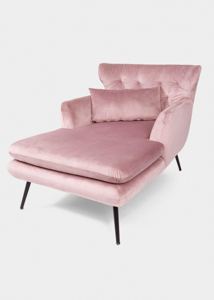 Samt Sessel mit Fußteil in rosa von vorne - bpc living bonprix collection