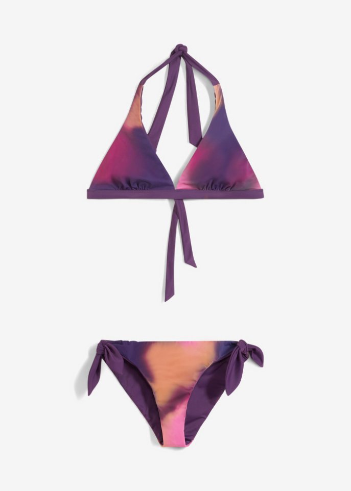 Wende-Neckholder Bikini (2-tlg.Set) aus recyceltem Polyamid in lila von vorne - bpc bonprix collection