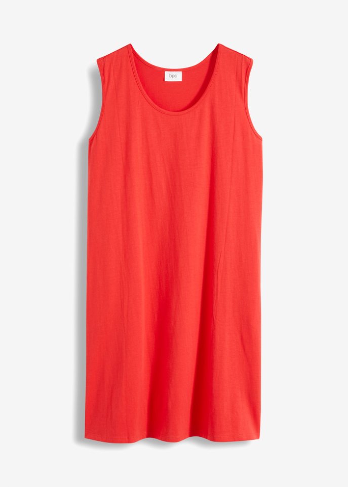 Kurzes Jersey-Kleid in A-Line, ohne Arm in rot von vorne - bpc bonprix collection