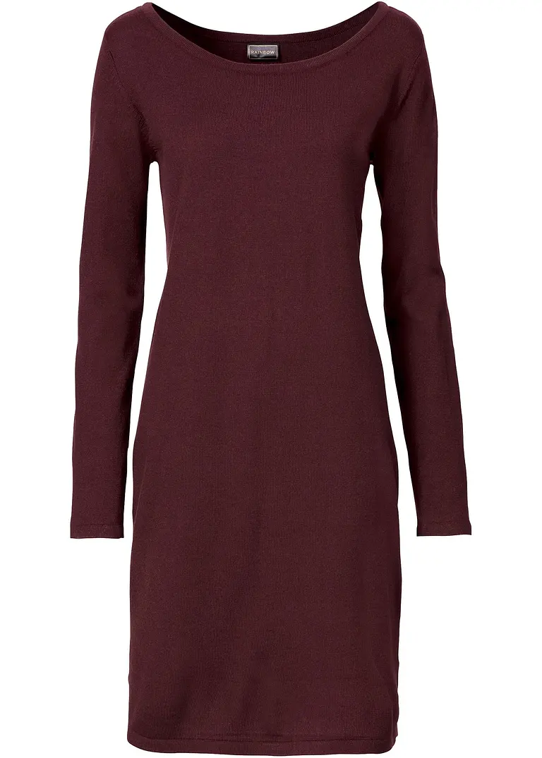 Strickkleid mit legerem Schnitt in rot von vorne - bonprix