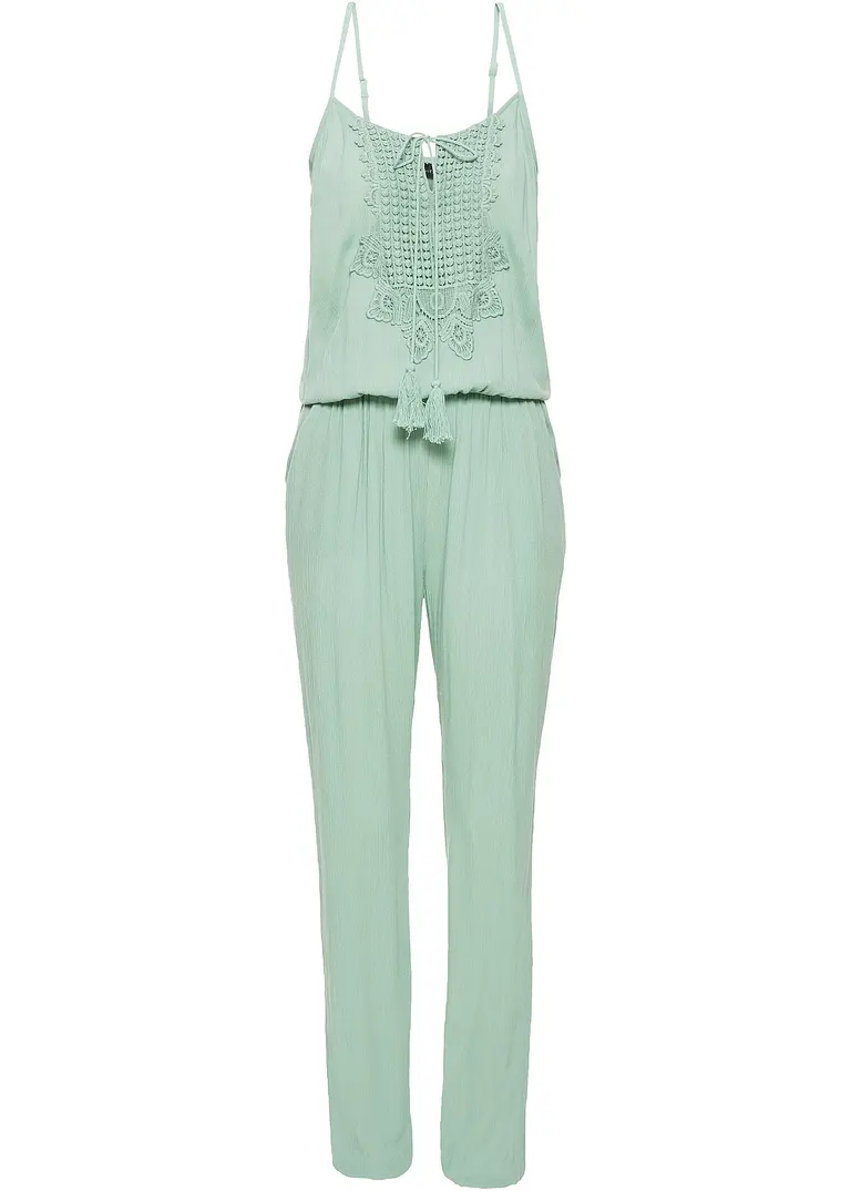 Jumpsuit aus Viskose in grün von vorne - bonprix